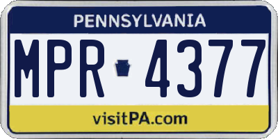 PA license plate MPR4377