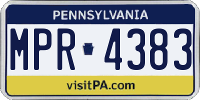 PA license plate MPR4383