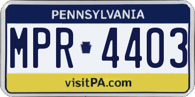 PA license plate MPR4403