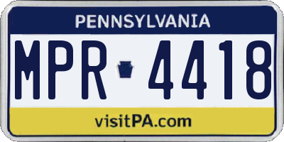 PA license plate MPR4418