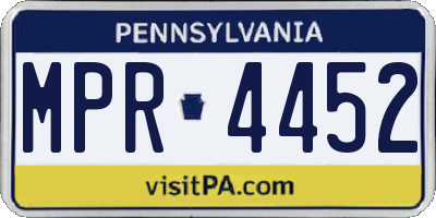 PA license plate MPR4452