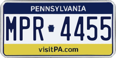 PA license plate MPR4455