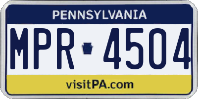 PA license plate MPR4504