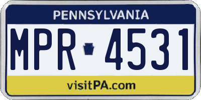 PA license plate MPR4531