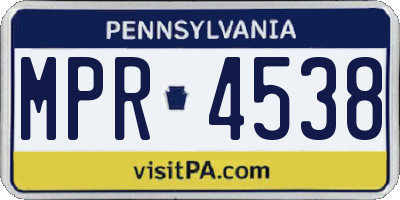 PA license plate MPR4538