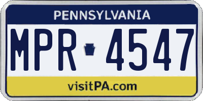 PA license plate MPR4547