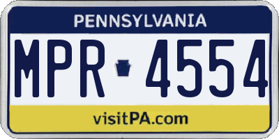 PA license plate MPR4554