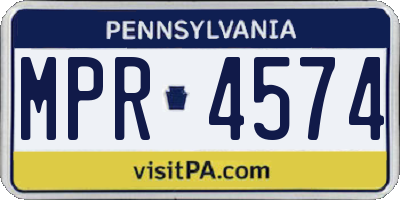 PA license plate MPR4574
