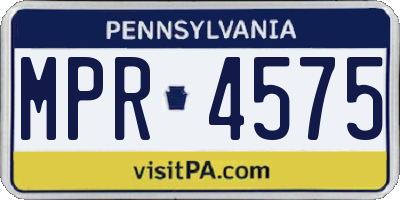 PA license plate MPR4575