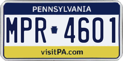 PA license plate MPR4601