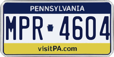 PA license plate MPR4604