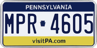 PA license plate MPR4605