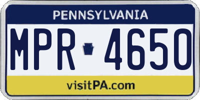 PA license plate MPR4650