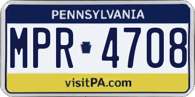 PA license plate MPR4708