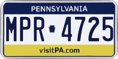 PA license plate MPR4725