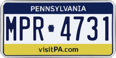 PA license plate MPR4731