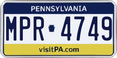 PA license plate MPR4749
