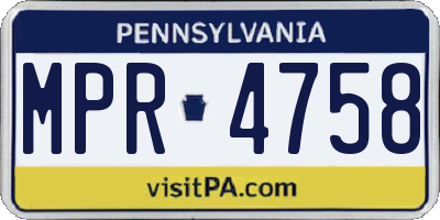 PA license plate MPR4758