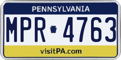PA license plate MPR4763