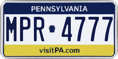PA license plate MPR4777