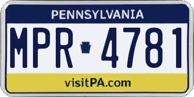 PA license plate MPR4781