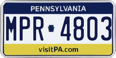 PA license plate MPR4803