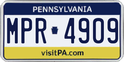 PA license plate MPR4909
