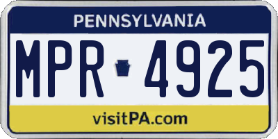 PA license plate MPR4925
