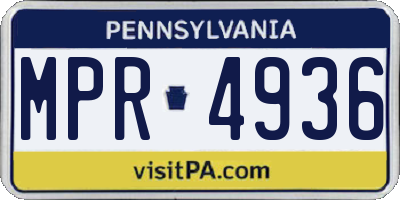 PA license plate MPR4936