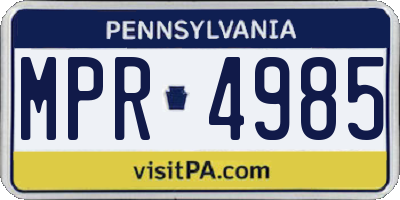 PA license plate MPR4985