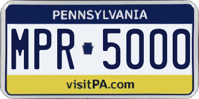 PA license plate MPR5000