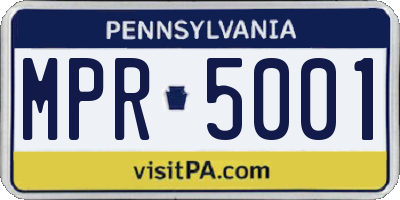 PA license plate MPR5001