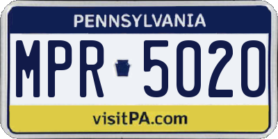 PA license plate MPR5020