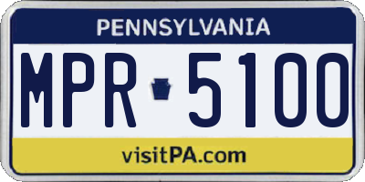 PA license plate MPR5100