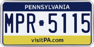 PA license plate MPR5115