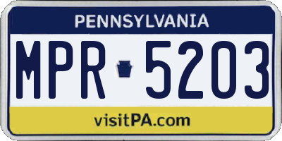 PA license plate MPR5203