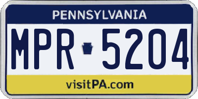PA license plate MPR5204