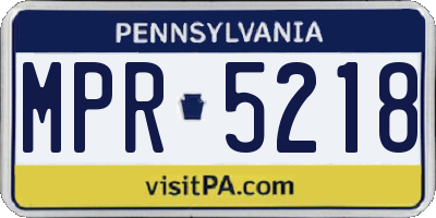 PA license plate MPR5218