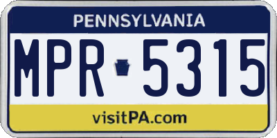PA license plate MPR5315