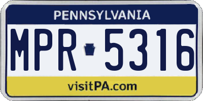 PA license plate MPR5316