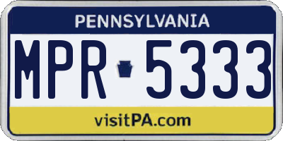 PA license plate MPR5333