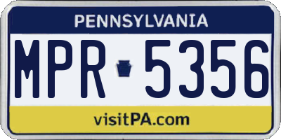 PA license plate MPR5356