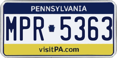 PA license plate MPR5363