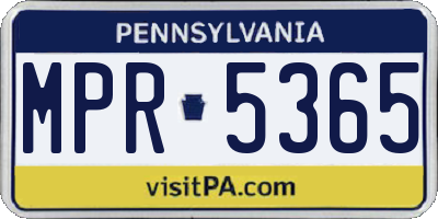 PA license plate MPR5365