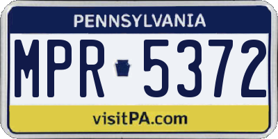 PA license plate MPR5372
