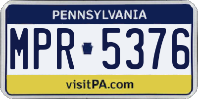 PA license plate MPR5376