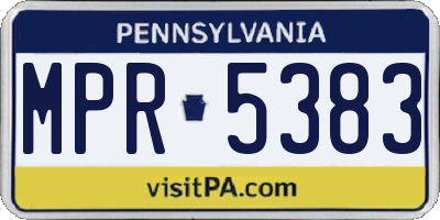 PA license plate MPR5383