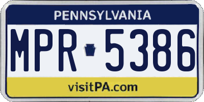 PA license plate MPR5386