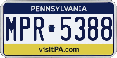 PA license plate MPR5388