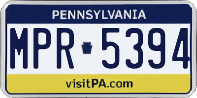 PA license plate MPR5394